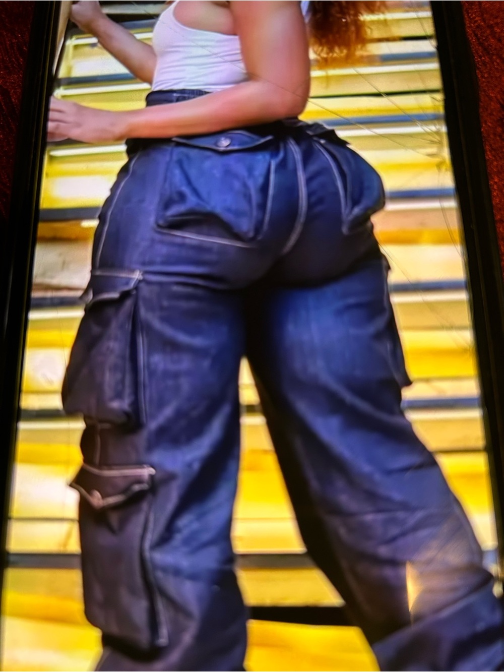 Women’s Boyfriend Cargo Jeans in Dark Blue